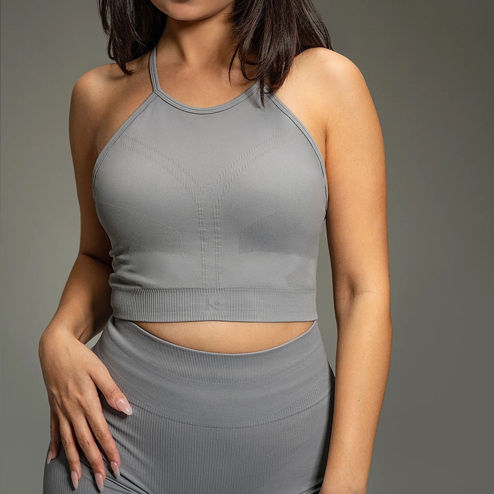 Kamo Fitness Nova Seamless High Neck Bra - Titanium Grey